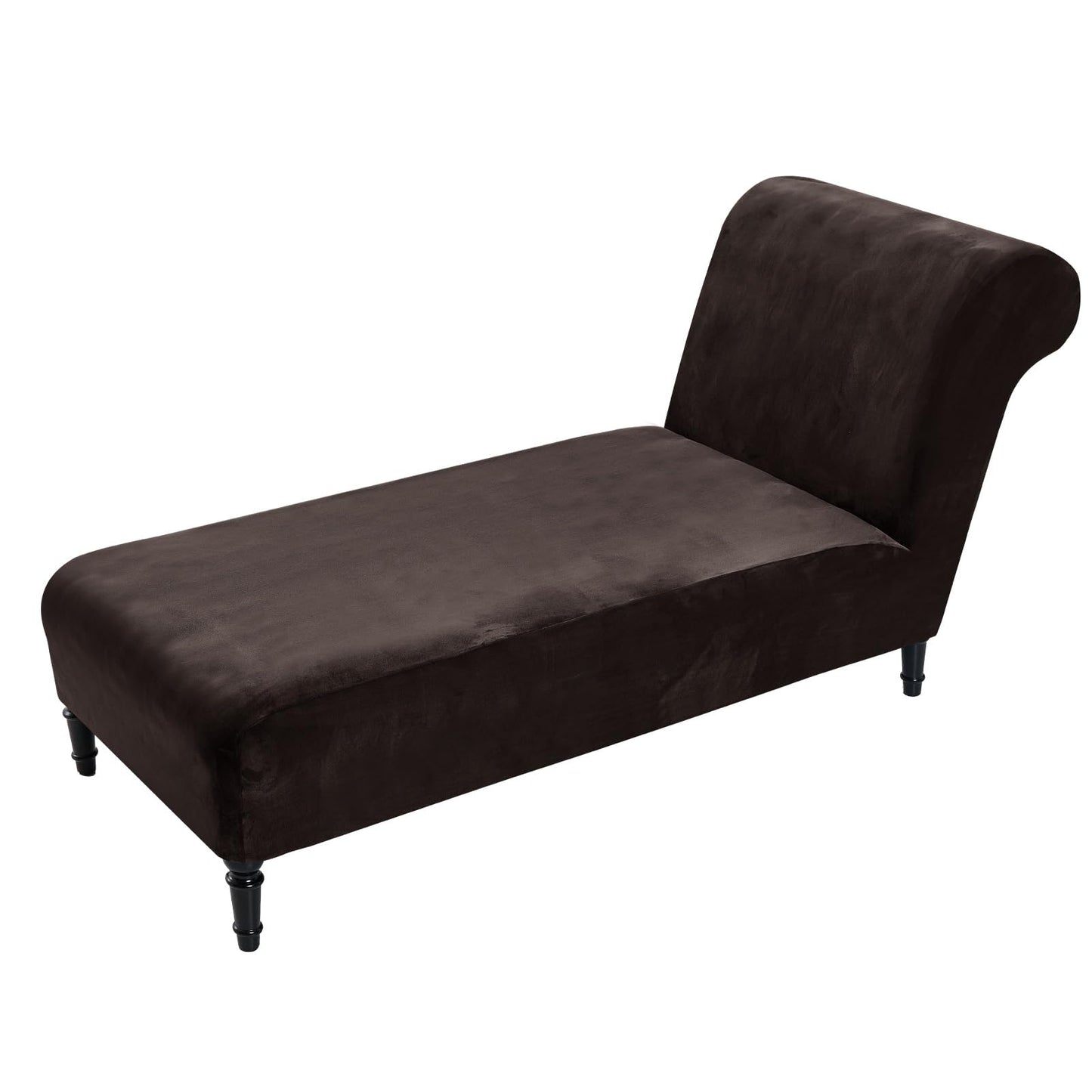 Velvet Chaise Lounge Cover Indoor Armless Chaise Slipcover Luxury High Stretch Ultra Soft Lounge Chair Covers Modern Machine Washable Chair Cover for Living Room Bedroom Furniture, Brown
