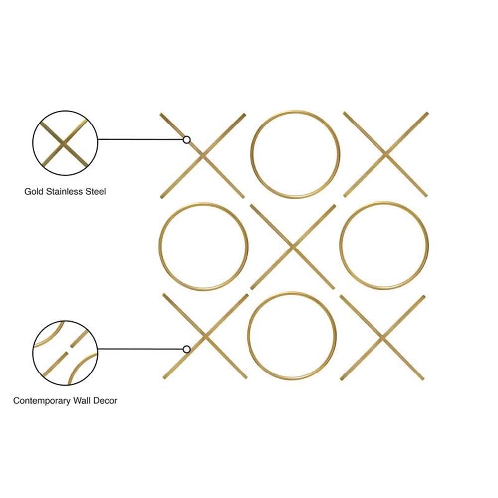 Meridian Furniture 432 XOXO Collection Modern | Contemporary Stainless Steel Wall Decor, Gold, 66.75" W x .75" D x 66.75" H