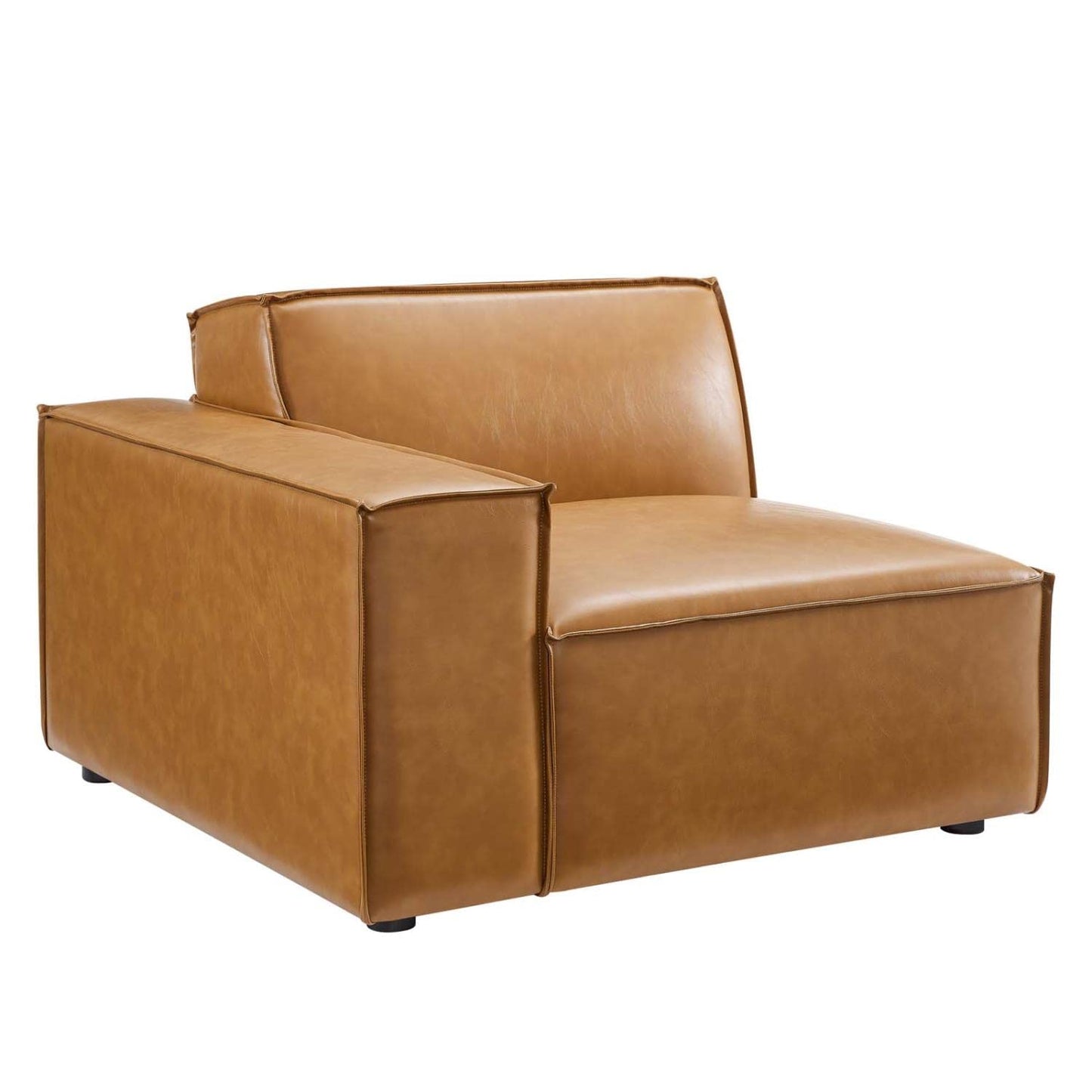 Modway Restore Vegan Leather Sectional Sofa Left-Arm Chair in Tan