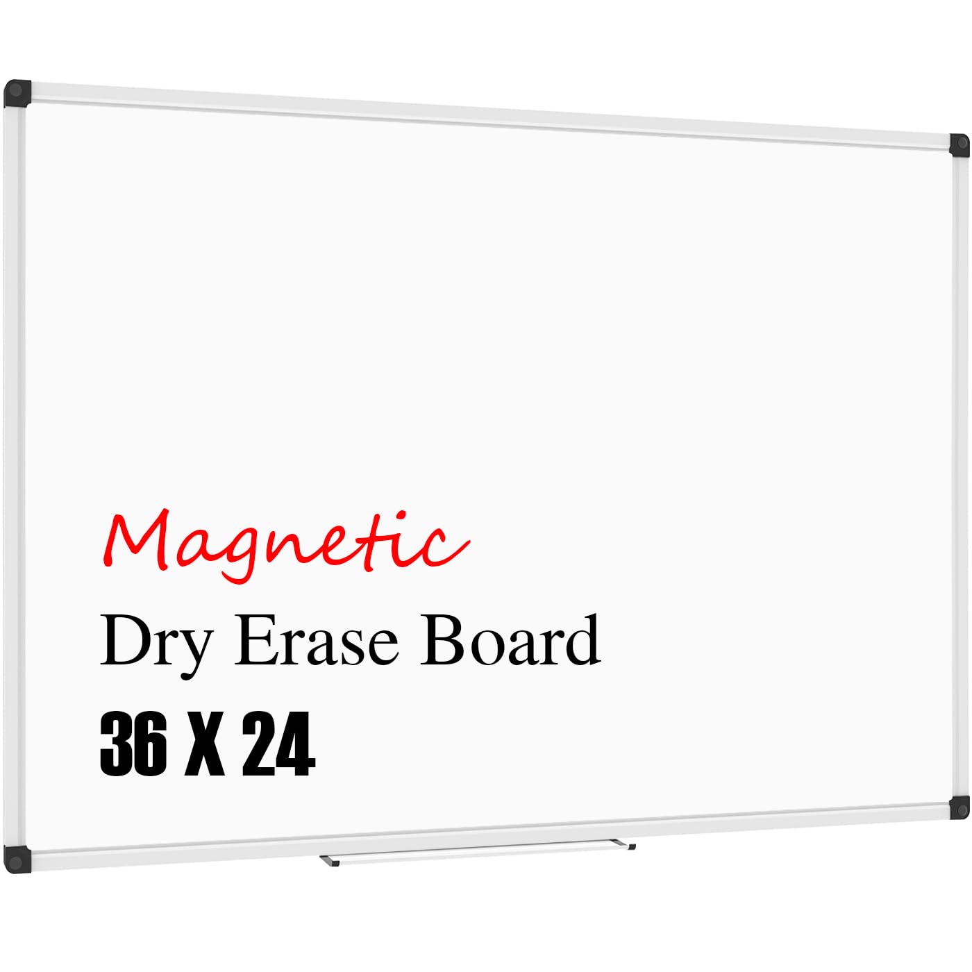XBoard Magnetic Whiteboard 36 x 24 Inch, Dry Erase White Board for Wall with Marker Tray 3' x 2' | Aluminum Frame Message Presentation Board for Home School & Office