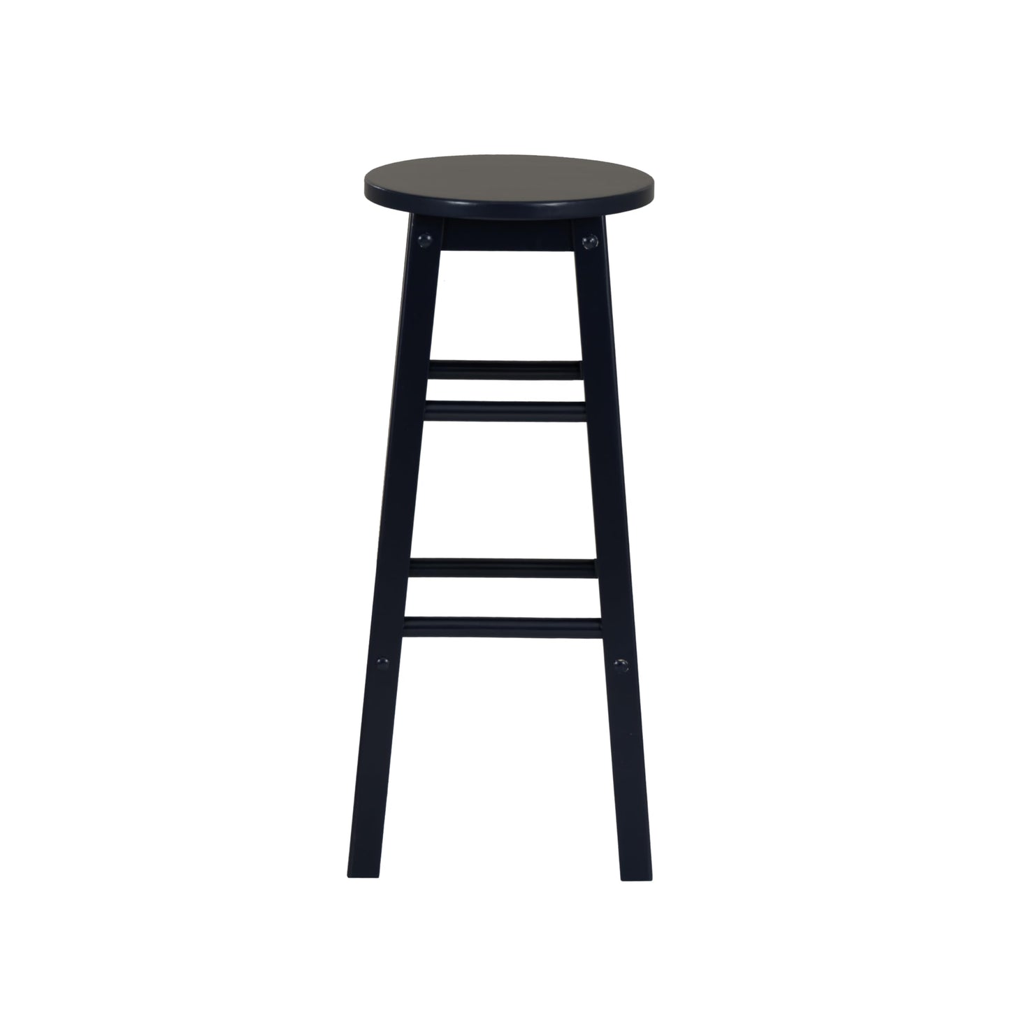 Linon Zeke Navy Blue Solid Wood Backless Round Barstool with 29 inch Seat Height