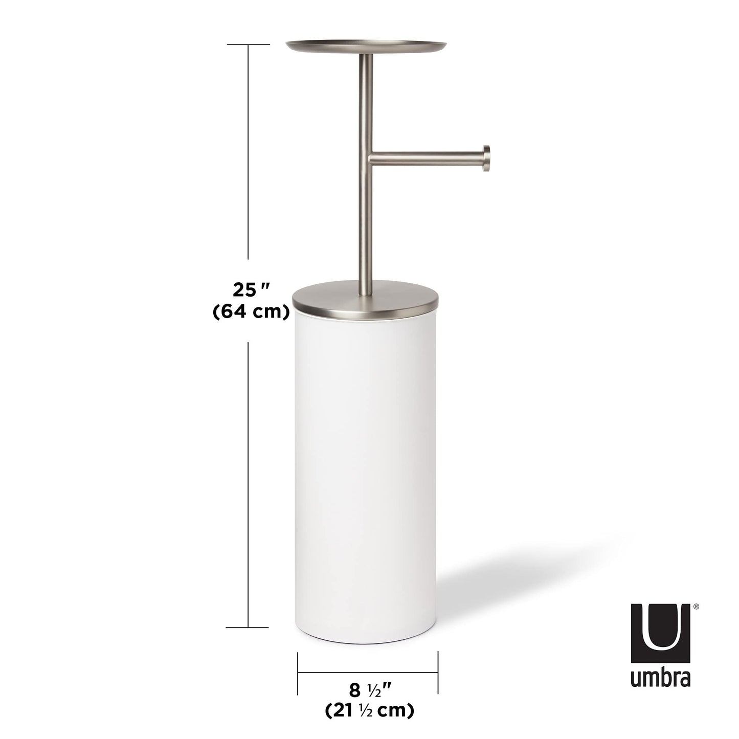 Umbra Portaloo Toilet Paper Stand and Reserve, White/Nickel