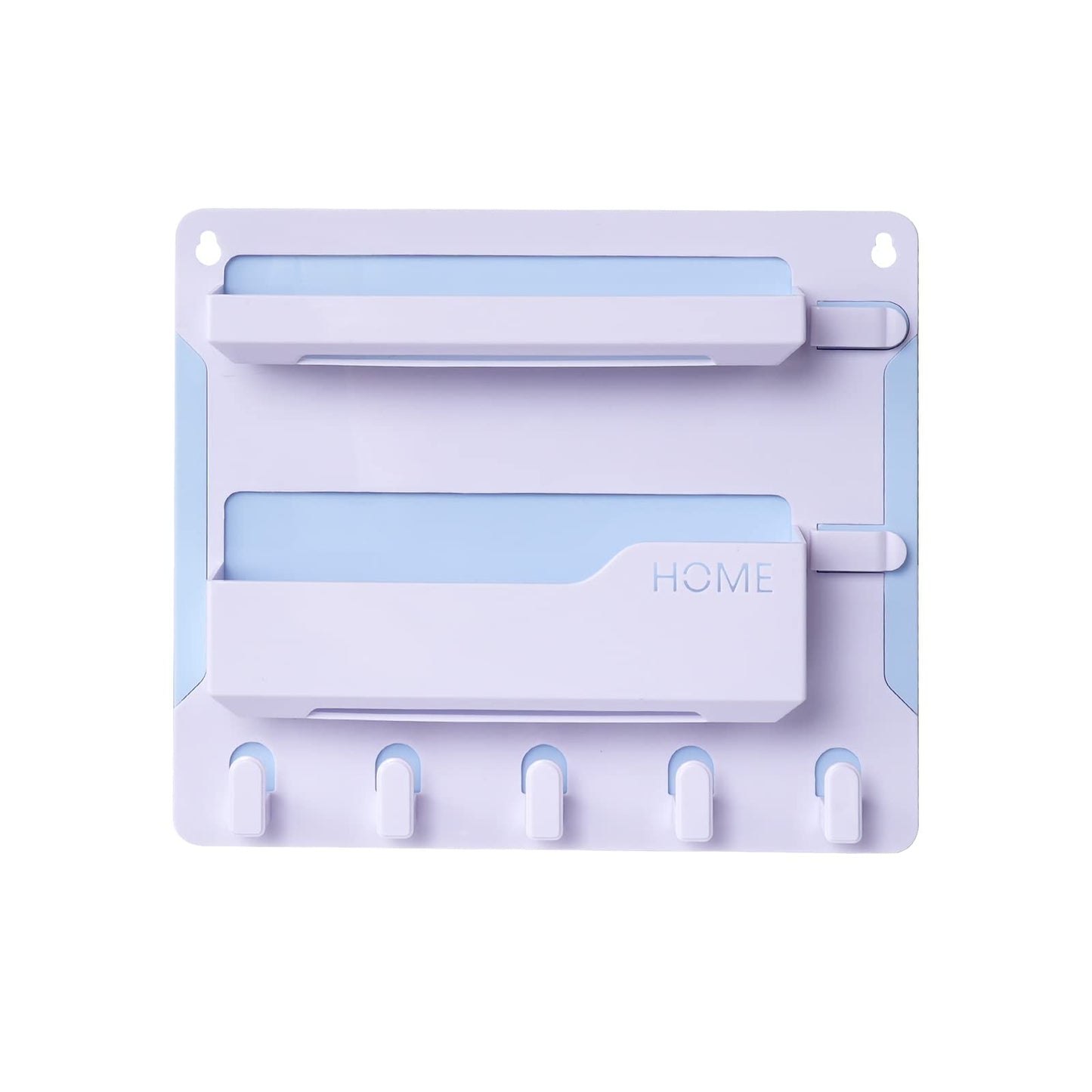 JUMEIHUI Bedside Shelf Wall Mount, Adhesive Bedside Shelf Accessories Organizer with Hooks and Cable Clips,Dorm Bedside Wall Storage for Phone, Remote, Earphone, Kindle,Plastic(White)