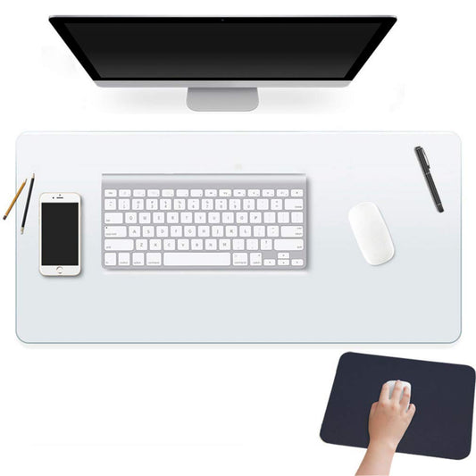 Easy Easy Life Clear Desk Mat Pad 14’’x24’’ Transparent PVC Desk Blotter Plastic Vinyl Desk Pad on Top of Desks Waterproof Writing Desk Pad Table Cover Protector Mat with Mouse Pad for Office Desktop