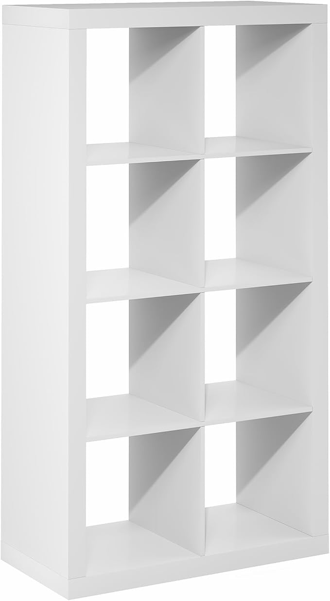 Furinno Cubicle Book Shelf, 8-Cube 2-Inch Super Thick Frame Bookshelf,