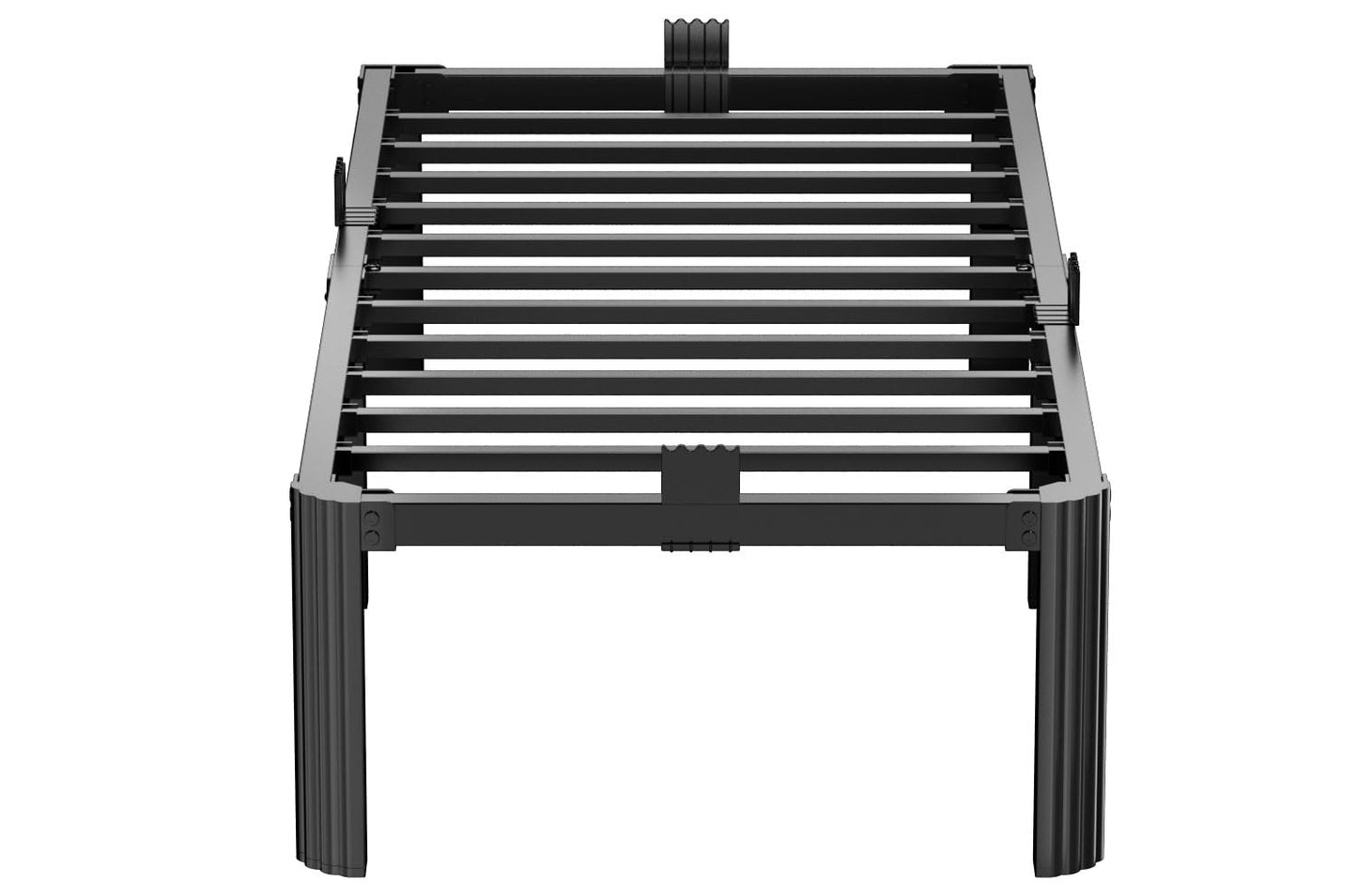 hiyuehome Twin Bed Frame,14 Inch 3500LBS Heavy Duty Noise-Free Metal Platform with Mattress Stoppers Retainers,Headboard Compatible,No Box Spring Needed,Easy Assembly, Round Feet