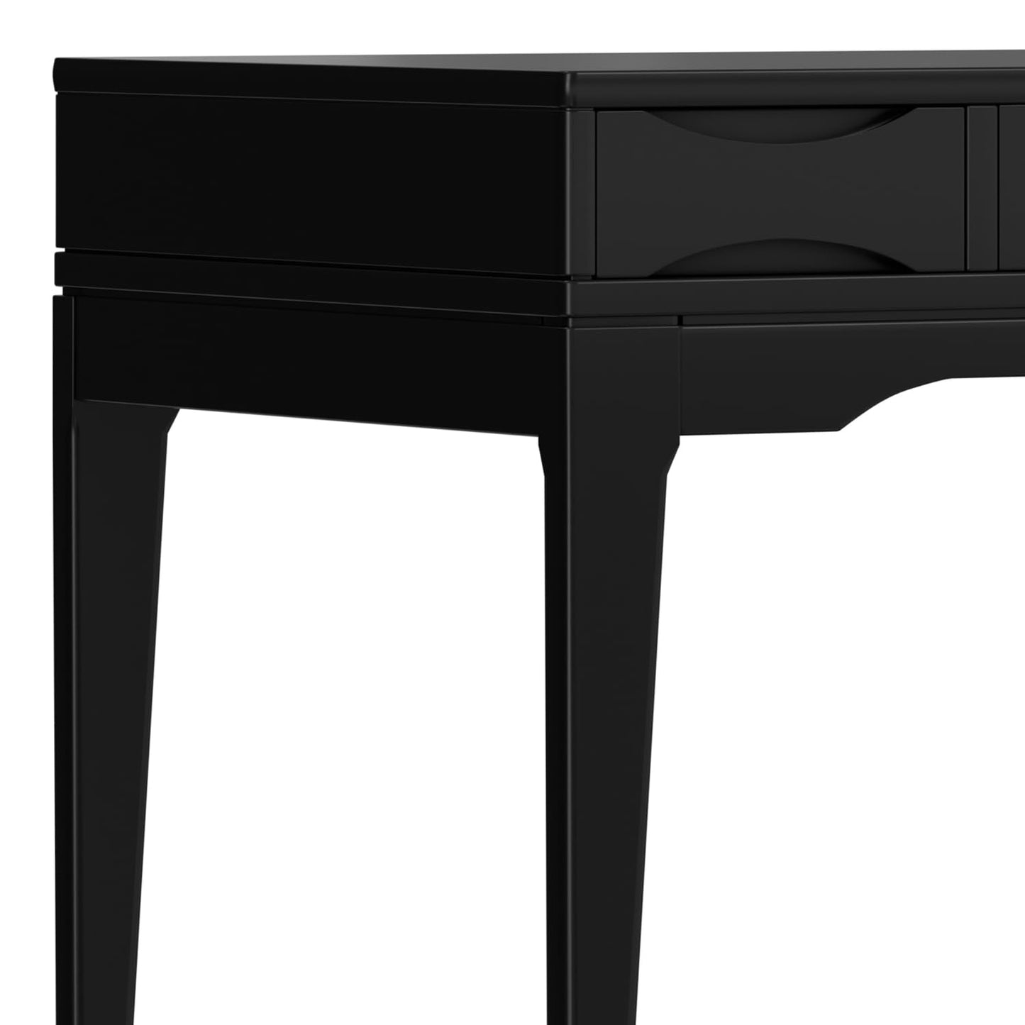 SIMPLIHOME Harper Small Desk - 48 inch Wide Solid Hardwood Writing Desk in Black, Mid-Century Modern Home Office Table for Study or Work with 2 Drawers and Flip-Down Keyboard Tray