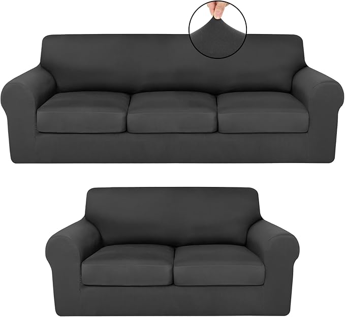 HunnmingRe Sofa Covers for 3 Cushion Couch Stretch Sofa and Loveseat Covers Set