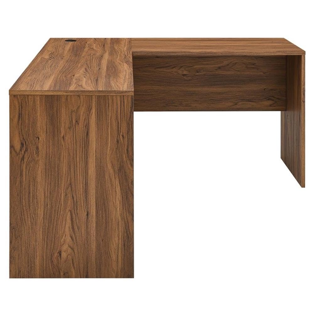 Modway Render Mid-Century Modern Office, Desk and File Cabinet Set, Walnut