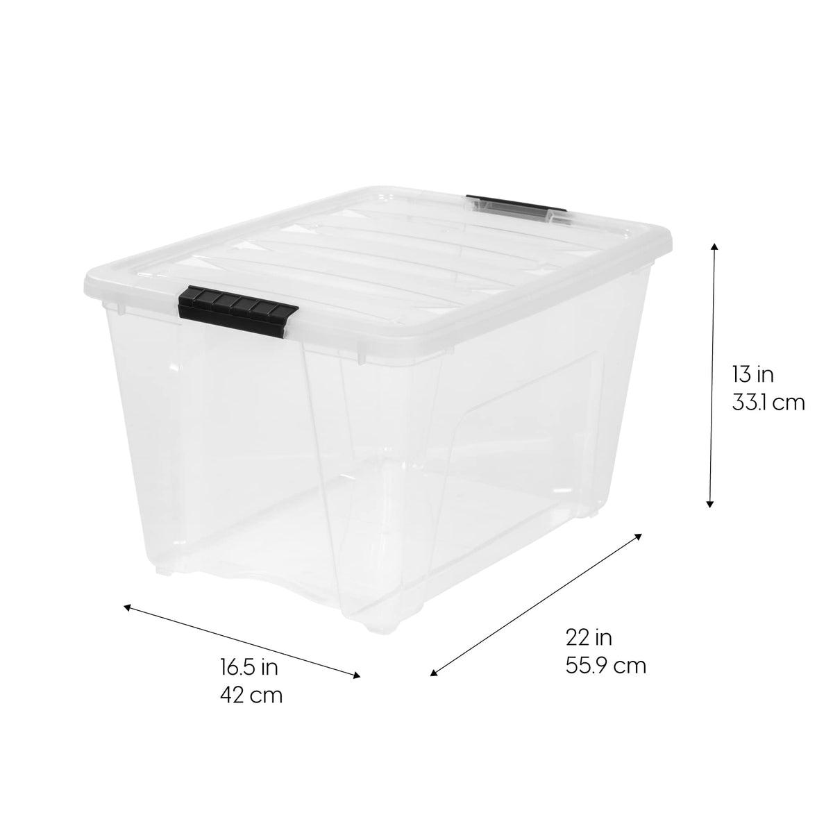 IRIS USA 54 Qt Stackable Plastic Storage Bins with Lids, 6 Pack - BPA-Free, Made in USA - See-Through Organizing Solution, Latches, Durable Nestable Containers, Secure Pull Handle - Clear