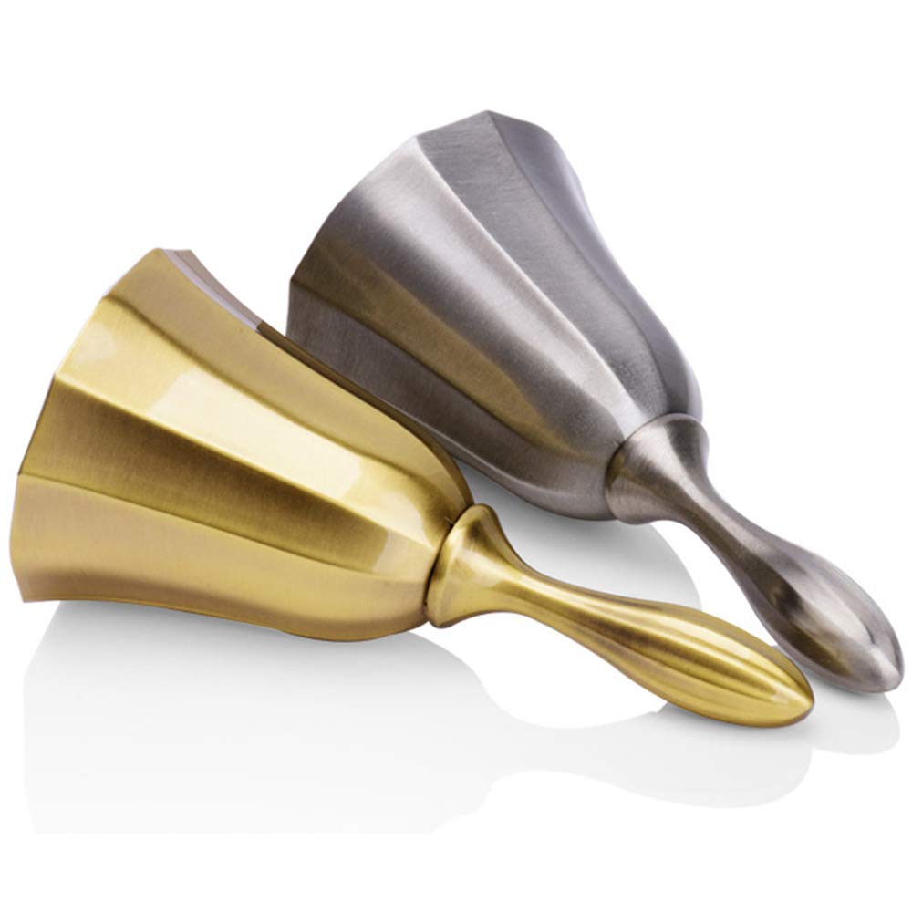 (None) Reception Dinner Hotel Classroom Bell Gold Silver for Adults hand bell for seniors Kid Counter Hall Table hand bell loud bells for adults (gold)