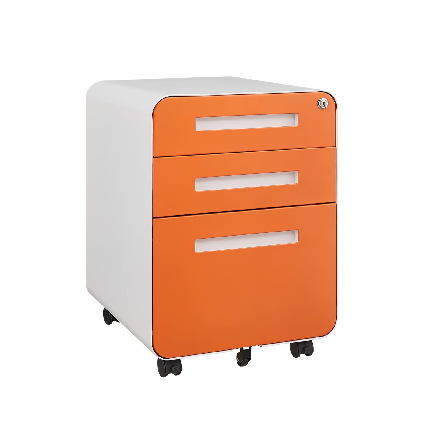 GarveeHome 3 Drawer Mobile File Cabinet with Lock, Under Desk Metal Filing Cabinet for Home Office, Under Desk Storage with 5 Wheels for A4/Letter/Legal Size, Fully Assembled