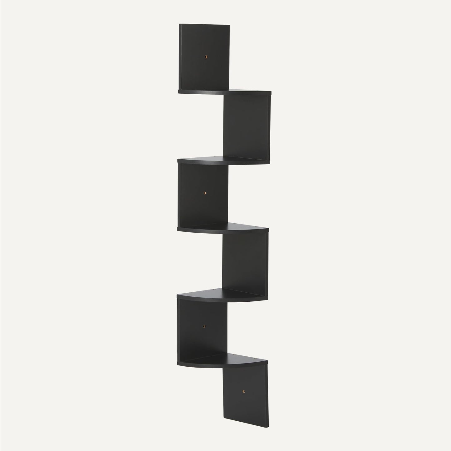 Amazon Basics 5-Tier Corner Shelf, Wall-Mounted, Floating Corner Bookshelf for Living Room, Bedroom, Bathroom, Home Office, 7.8"D x 48.5"W x 7.8"H, Black