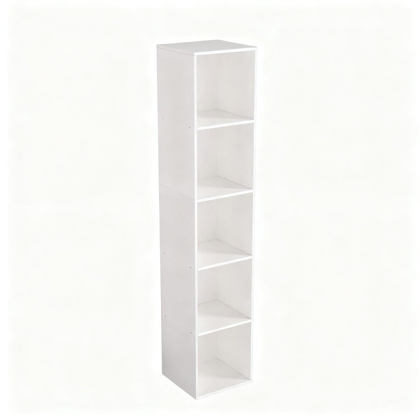 NewBeth Cube Bookshelf, 5 Cube Storage Organizer, Freestanding 5 Tier Open Display Shelf with Eco-Friendly Melamine Surface for Home Office, Bedroom, Living Room, Study, White