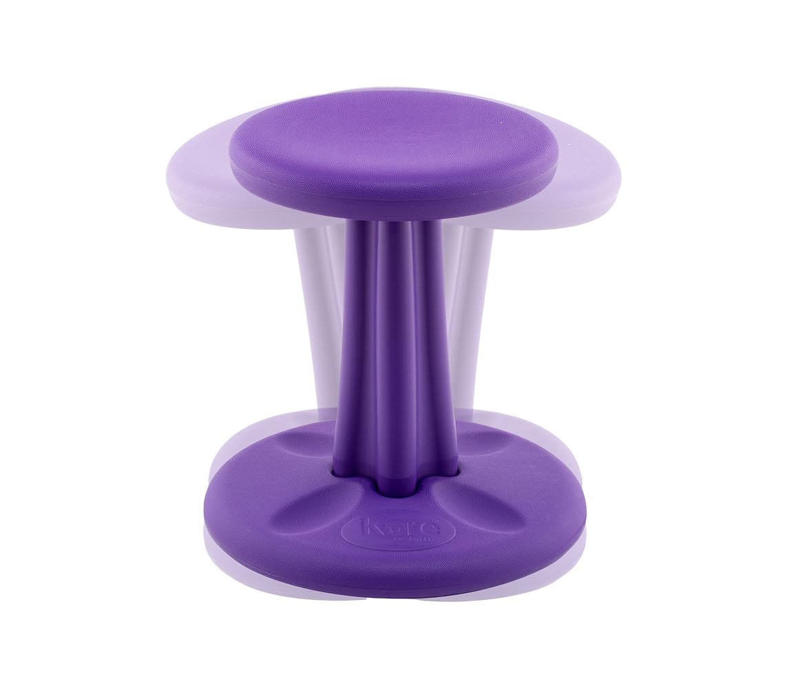 KORE Design Wobble Stool Chair, Girls + Boys Kid Desk Stools, Ergonomic Small Office Chairs, Flexible Seating for Active Child, ADD/ADHD, Classroom, School, Home, Kids (14in), Age 6-7 yrs, Purple