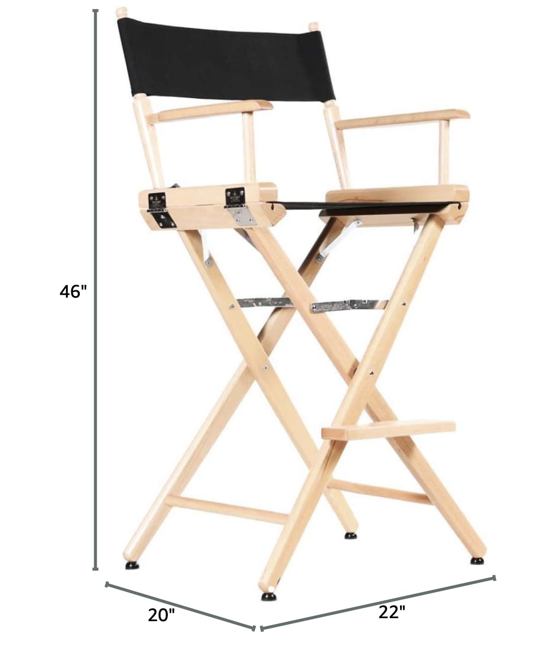 Filmcraft Professional Grade Studio Director's Chairs (30" Bar Height, Natural Finish, Black Nylon Canvas)