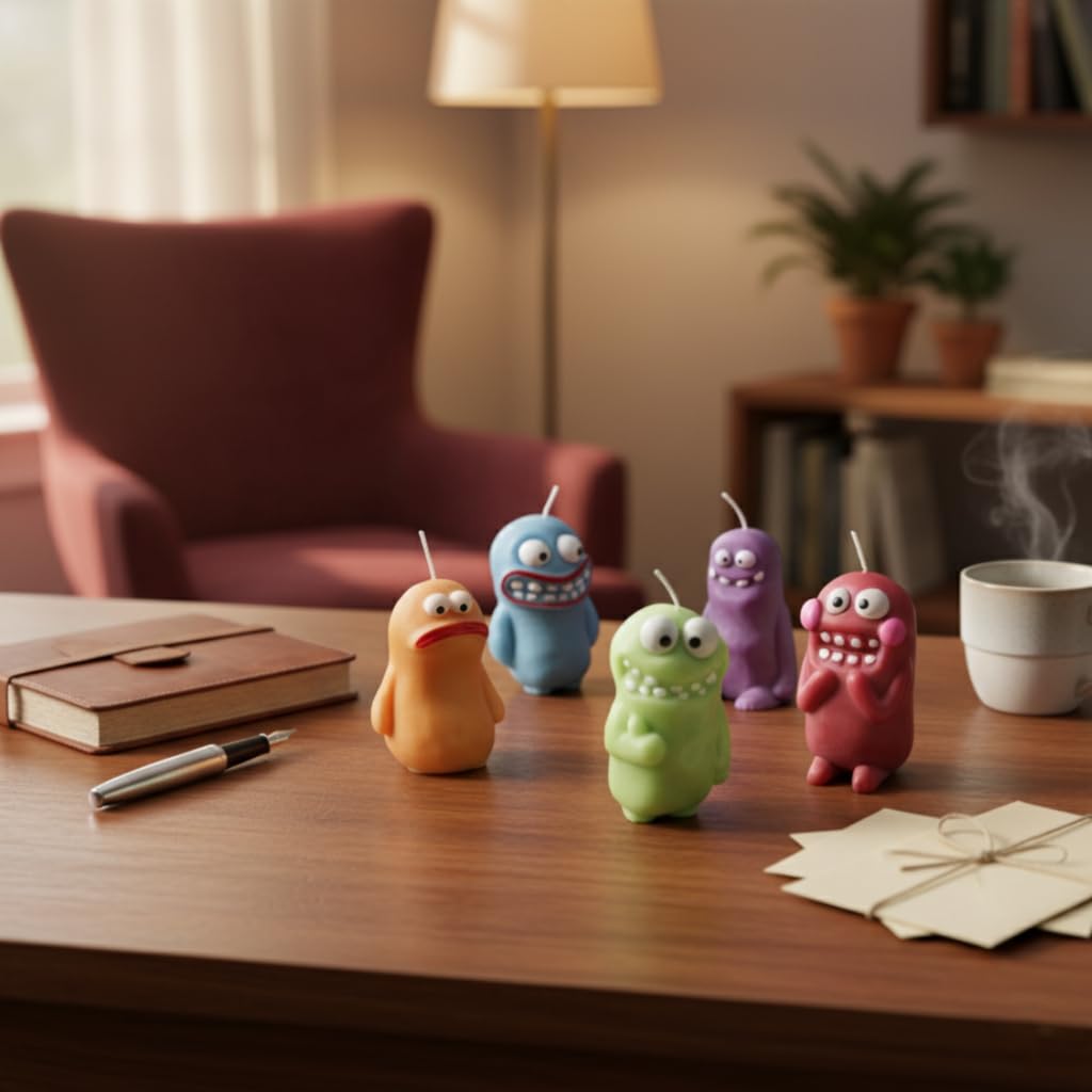 Cute Funny Clay Creature Candles with Natural Scents (Lavender & Rose Ebony), Novelty Home Decor Gifts for Holidays, Birthdays, Party Favors, Natural Soy Wax, Relaxation and Mood Enhancement