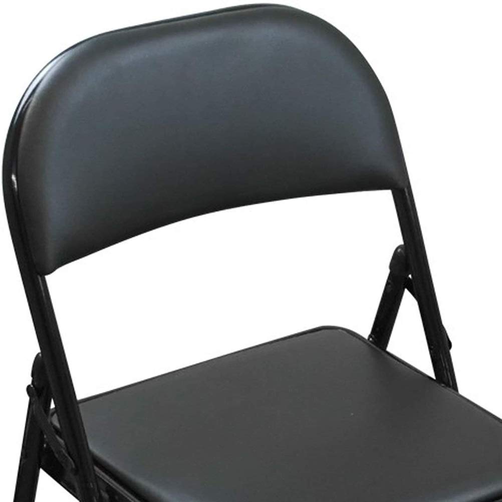 IIPOSAQQ Folding Chairs Heavy Duty Padded Faux Leather Metal Desk Chair Office Seat for Guest Visitor Conference (Color : Black)