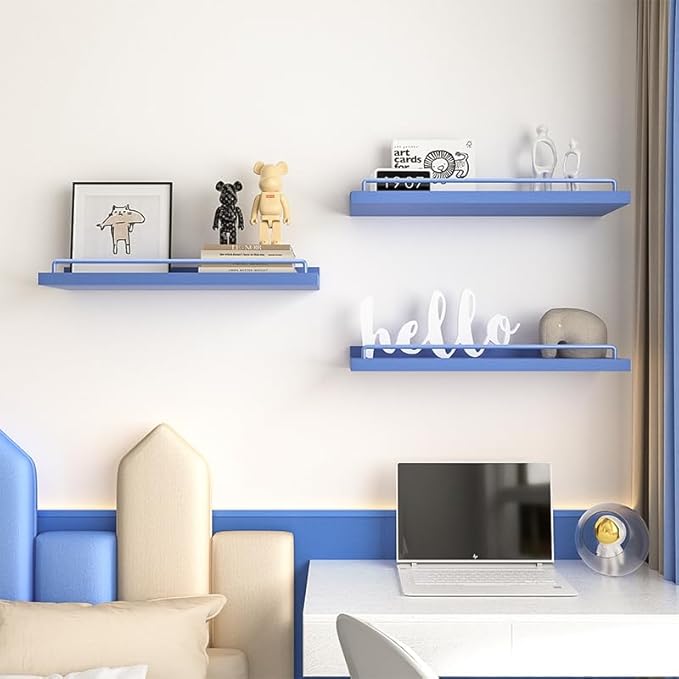 RYOFOBETTO Blue Floating Shelves, Room Decor Shelves, Picture Frames