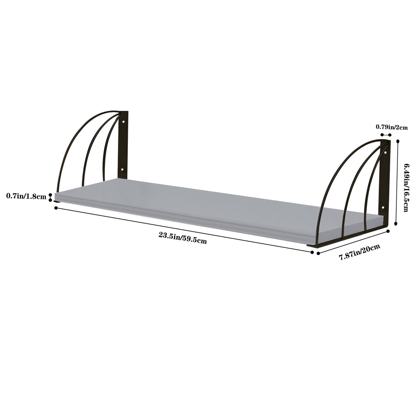 KDCMXS Pine Wood 23.57.87 Inch Floating Bookshelf - Elegant Grey Shelves, Wall Mounted - Set of 2