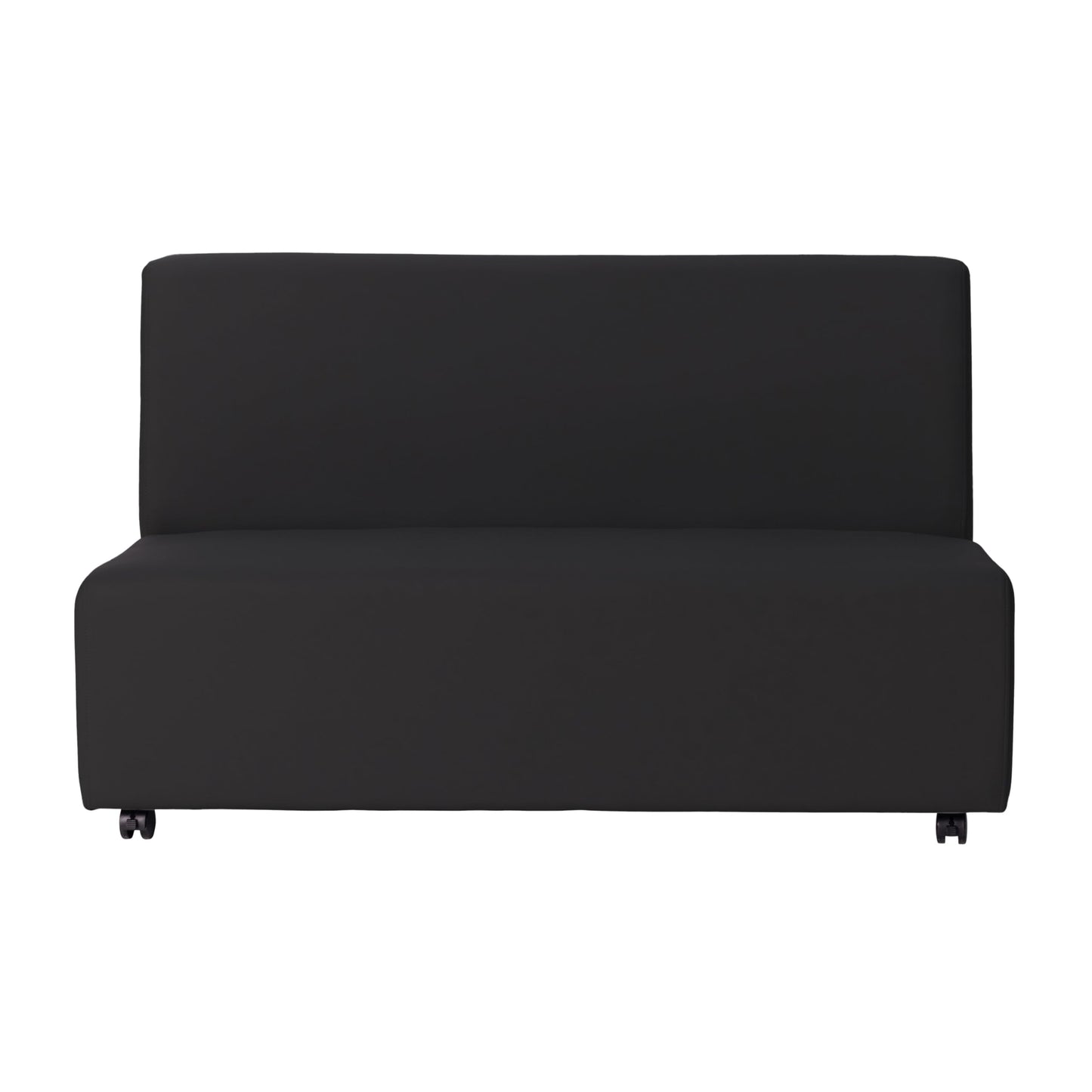 FDP Pro Series Upholstered Armless Mobile Sofa with Locking Casters for Portability Commercial Seating for Hotel Lobby, Office, Restaurant, Waiting Room, Home - Black