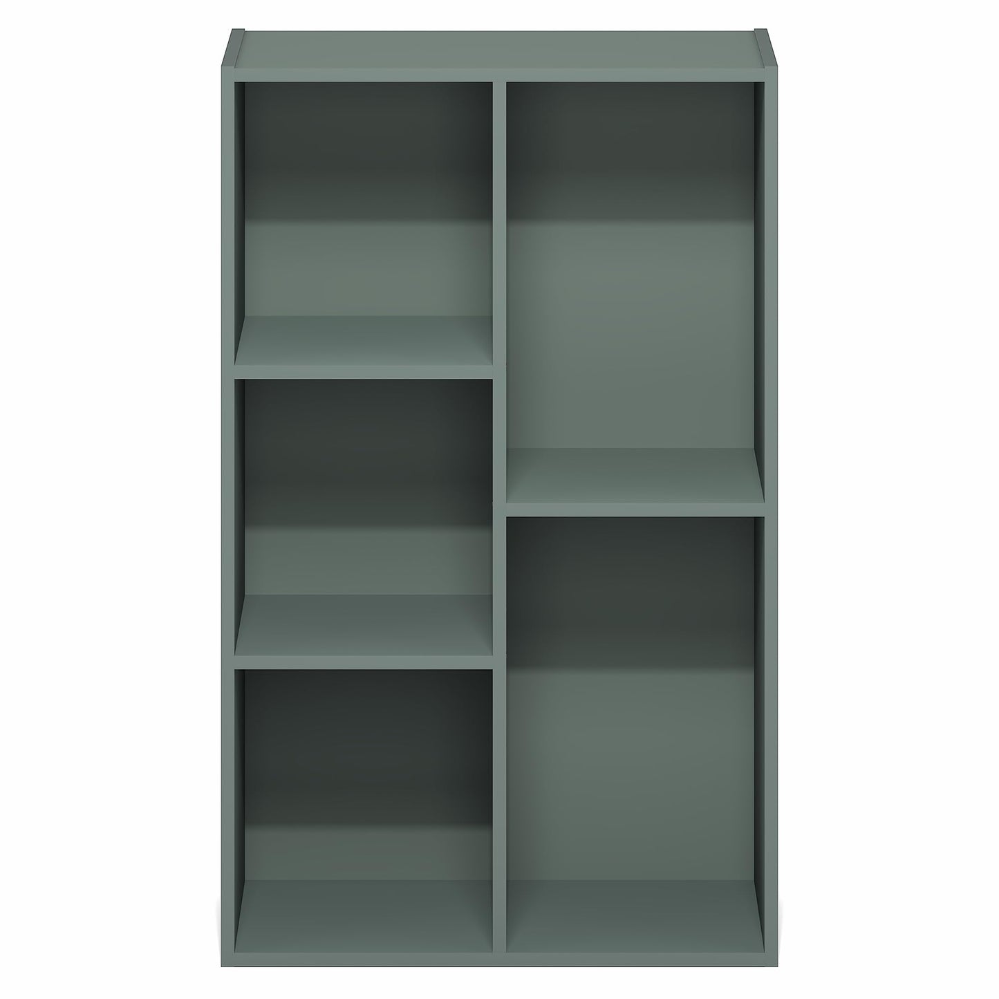 Furinno LUDER Book Shelf, 5-Cube Bookshelf, Reversible Bookcase, 9.4 x 19.5 x 31.5, Easy Assembly, for Living Room, Bedroom, Home Office, Sage Green