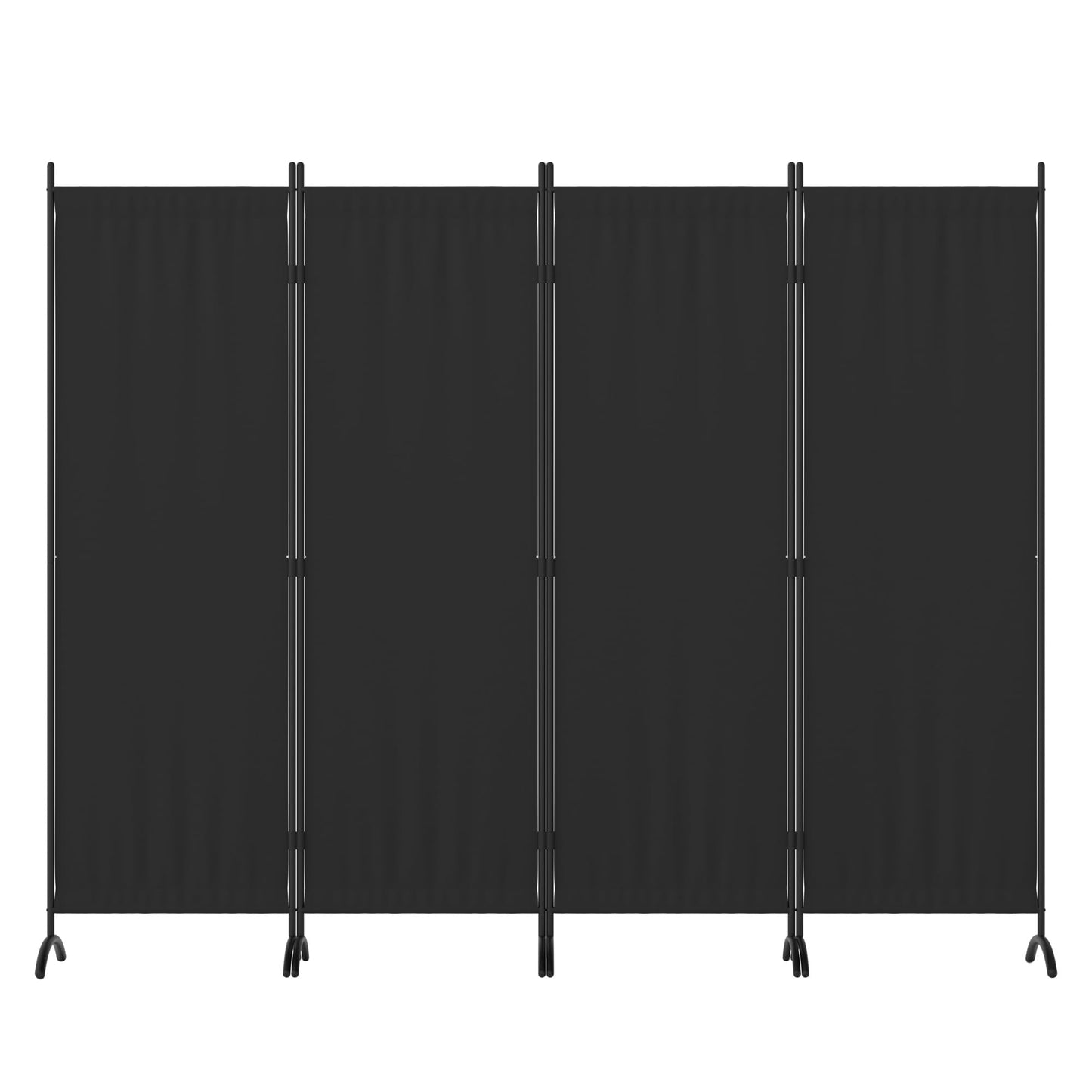 Kecreque Room Divider 4 Panel Partition Room Dividers and Folding Privacy Screens with 5 Curved Metal Feet Portable Divider Wall 88" W Temporary Wall for Office Divider Bedroom Dressing Room,Black