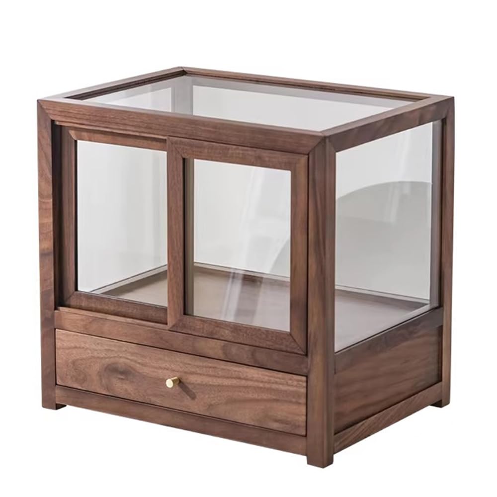 SHANYUEJU Solid Wood Storage Cabinet with Glass Door Kitchen Cupboard Coffee Bar Small Display Cabinet (SYJ-SC06)