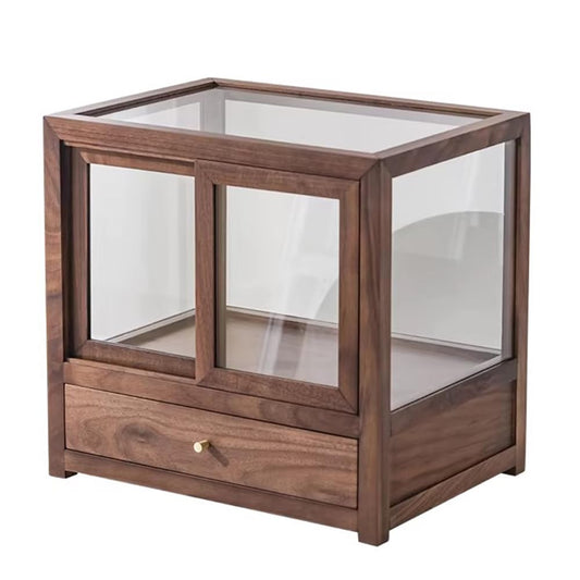 SHANYUEJU Solid Wood Storage Cabinet with Glass Door Kitchen Cupboard Coffee Bar Small Display Cabinet (SYJ-SC06)