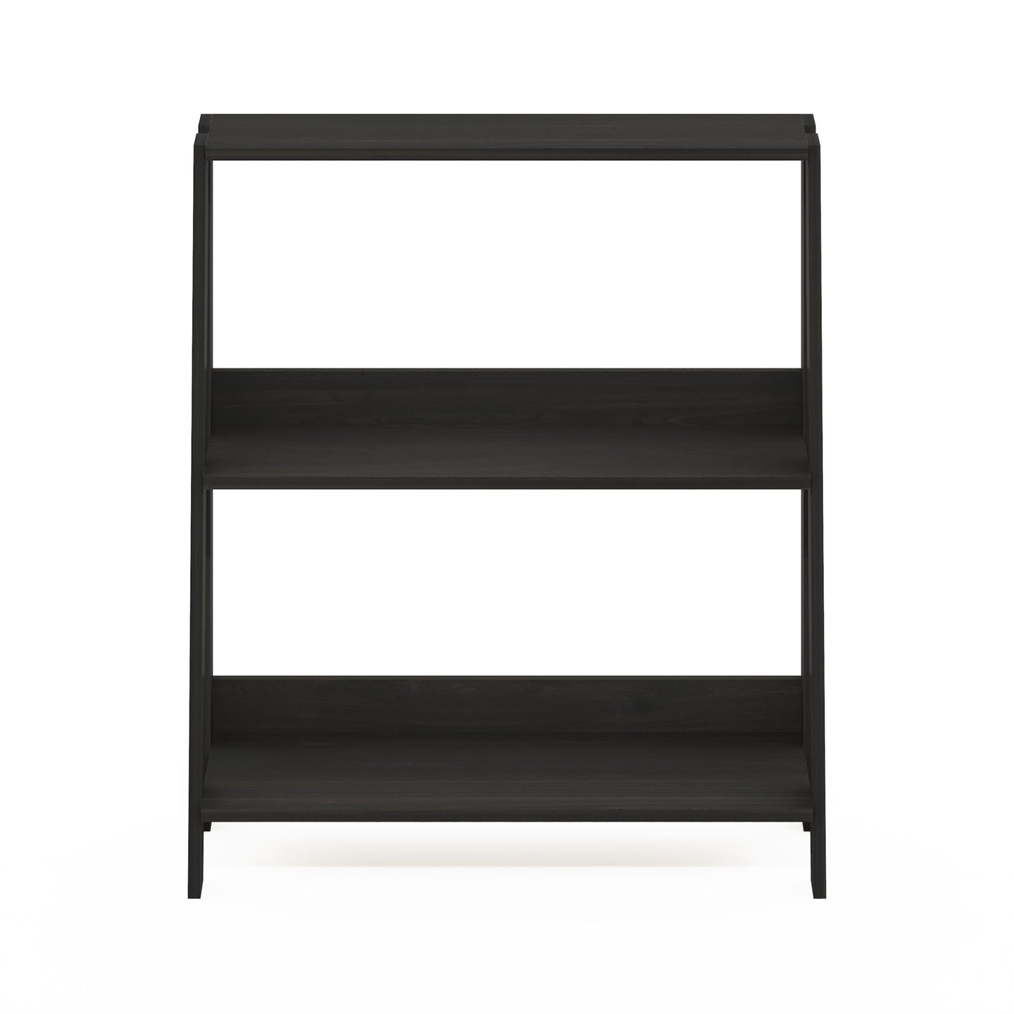 Furinno Ladder Book Shelf, 3-Tier Ladder Shelf, Open Design Bookshelf, Display Storage Bookcase, 9.3" x 23.6" x 27", Living Room, Home Office, Espresso