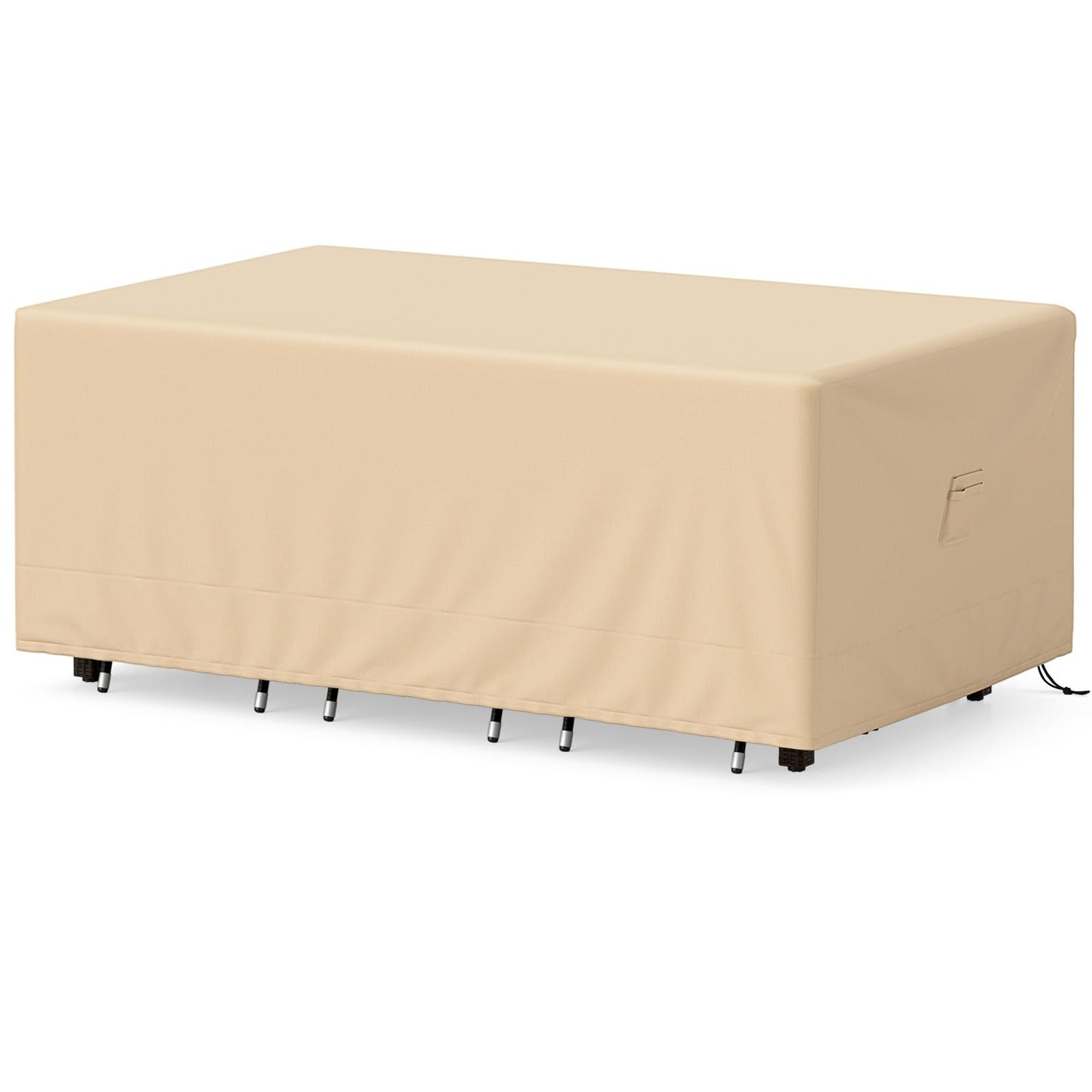 Tangkula Patio Furniture Covers, Outdoor Table Cover Waterproof with Padded Handle & Click-Close Straps, Air Vent, Heavy Duty PU, Rectangle Patio Cover for Outdoor Furniture, 90" W x 50" D x 32" H