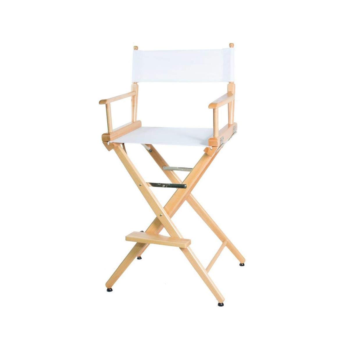 Filmcraft Tall Director's Chair (White Canvas, Natural Frame)