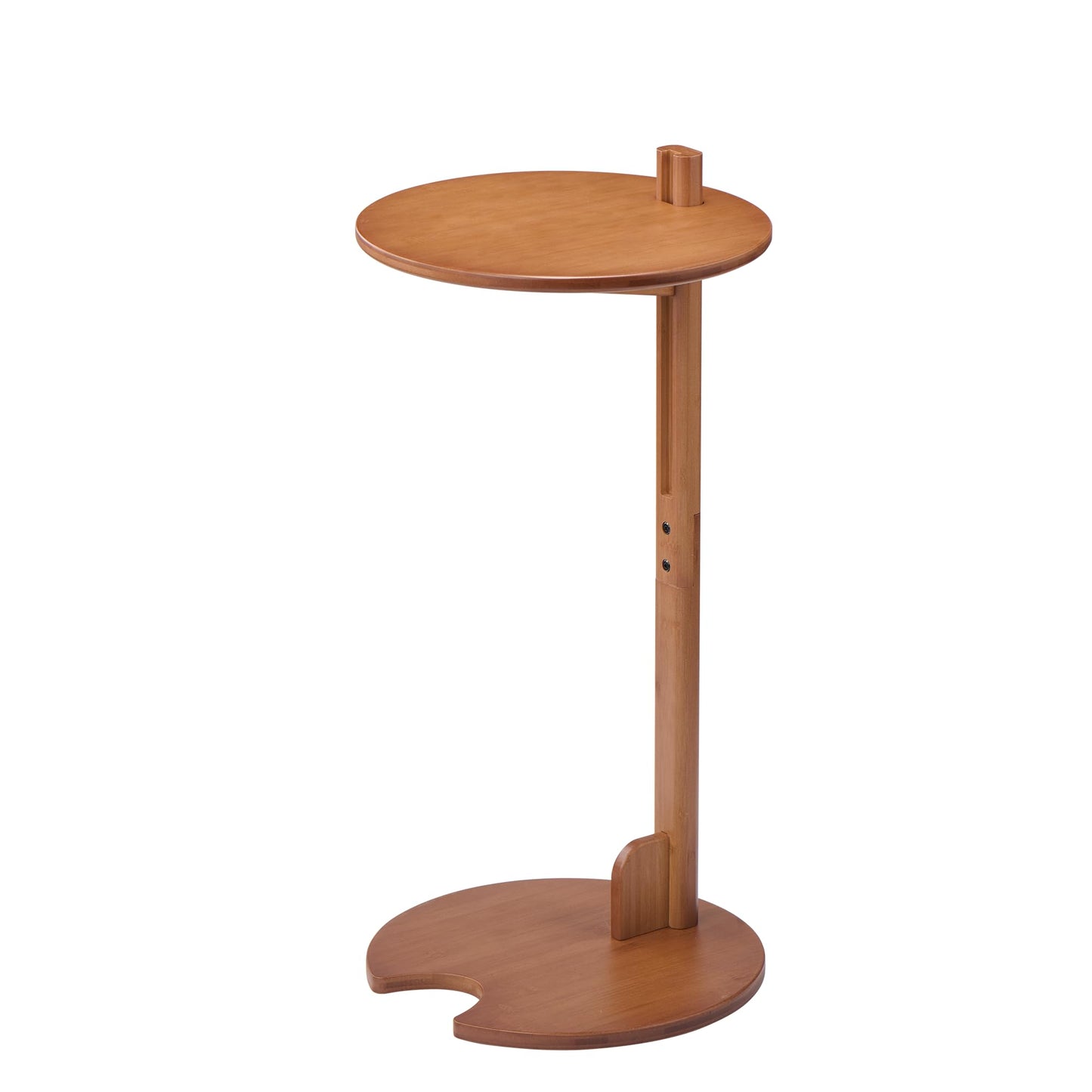 VELOHEIM Bamboo C Shaped Side End Table 18–26" Height Adjustable for Sofa