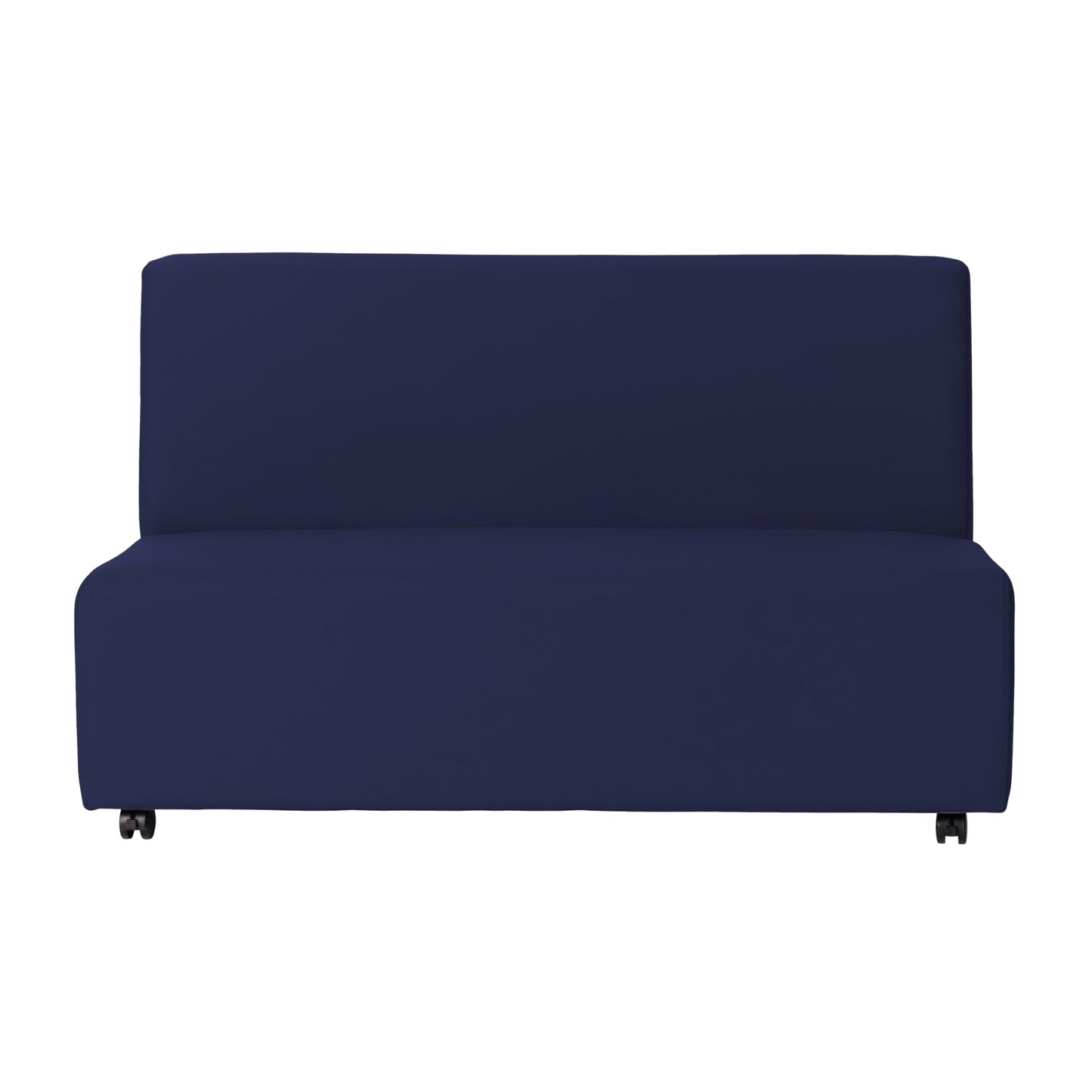 FDP Pro Series Upholstered Armless Mobile Sofa with Locking Casters for Portability Commercial Seating for Hotel Lobby, Office, Restaurant, Waiting Room, Home - Navy