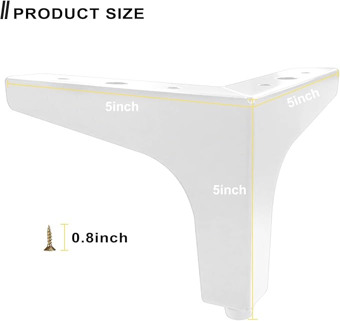 AODIOU Furniture Legs White Replacement Feet: Sofa Legs 4 Inch European Style