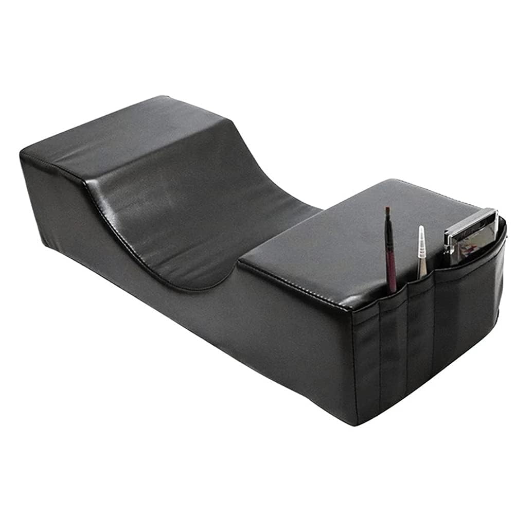 wdcfxy Professional Salon-Grade Lash Pillow for Eyelash Extensions - Black Leather Lash Bed Pillow with Memory Foam Support & Removable Washable Cover, Ergonomic Head Rest for Beauty Salons, Home Use