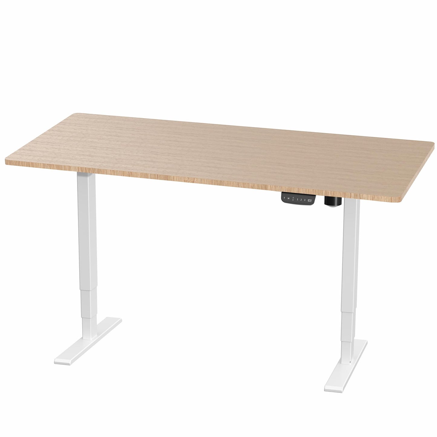 VIVO Electric 71 x 30 in Real Bamboo Standing Desk, Touch Screen Adjustment, 176 lb Frame Support, 2E Series, White Frame, DESK-KIT-2EW71O