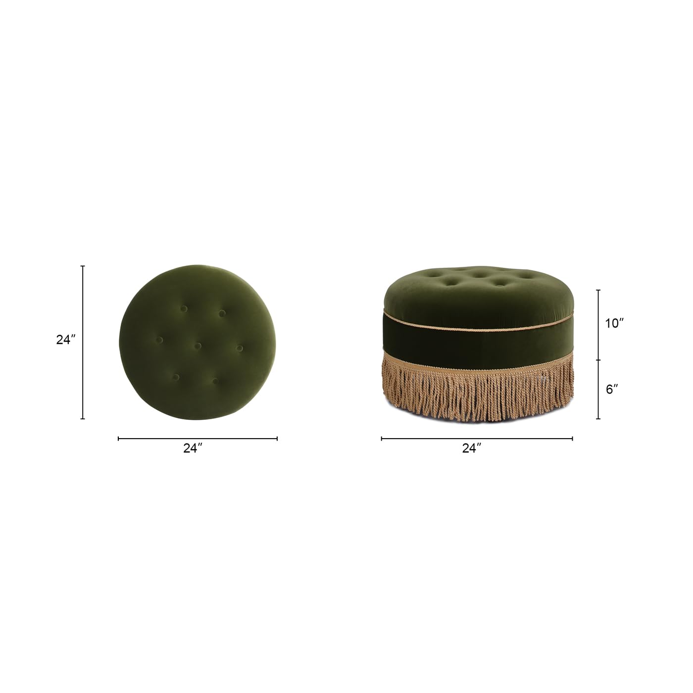 Jennifer Taylor Home Yolanda 24" Round Upholstered Accent Ottoman, Medium
