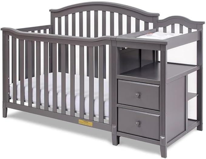 Pemberly Row 4-in-1 Convertible Crib and Changer, Sustainable Gray Pine Wood