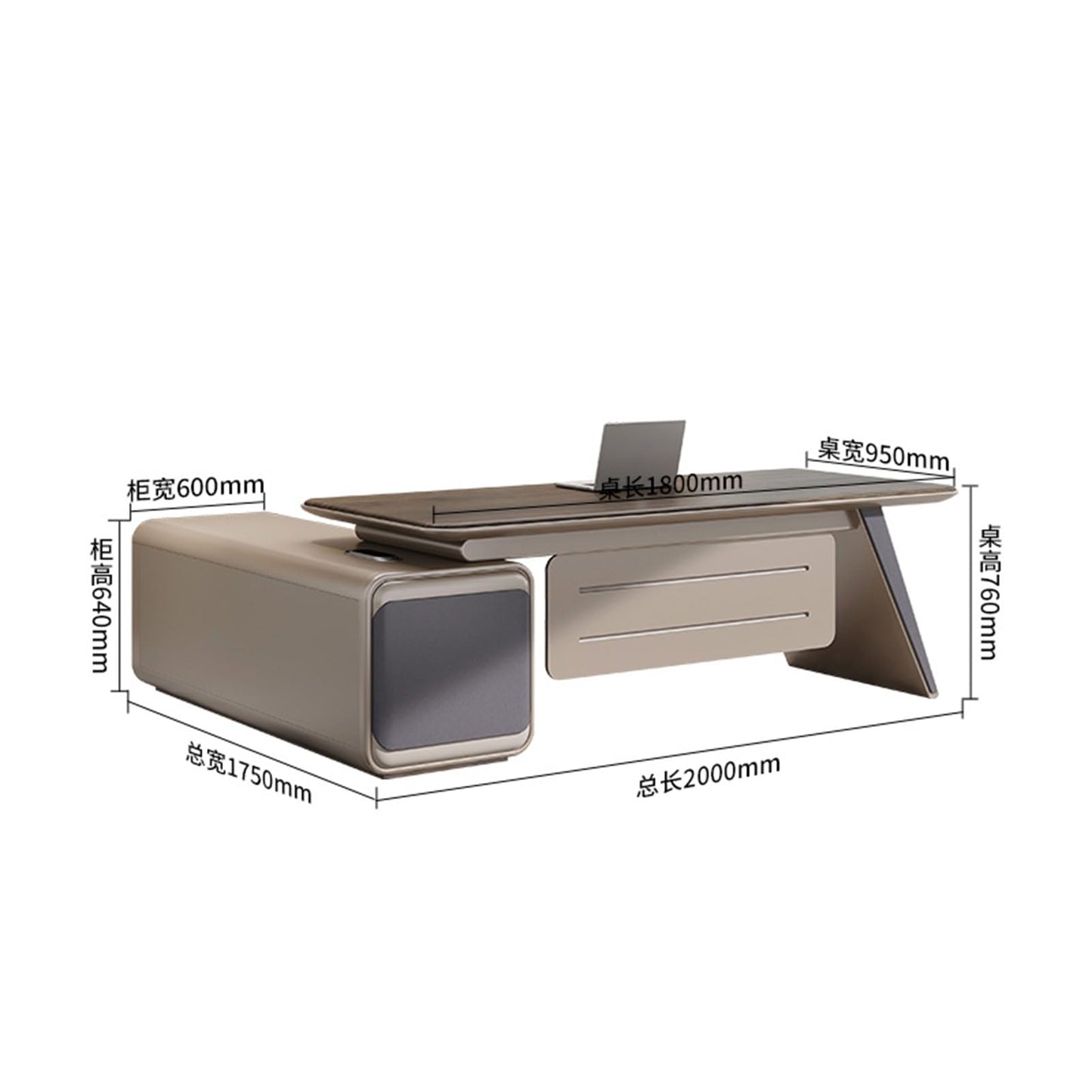 LSIGHTUS Modern Business Large Computer Desk Executive Office Desk with Lateral Cabinet Writing Study Table Business Furniture Set for CEO Boss