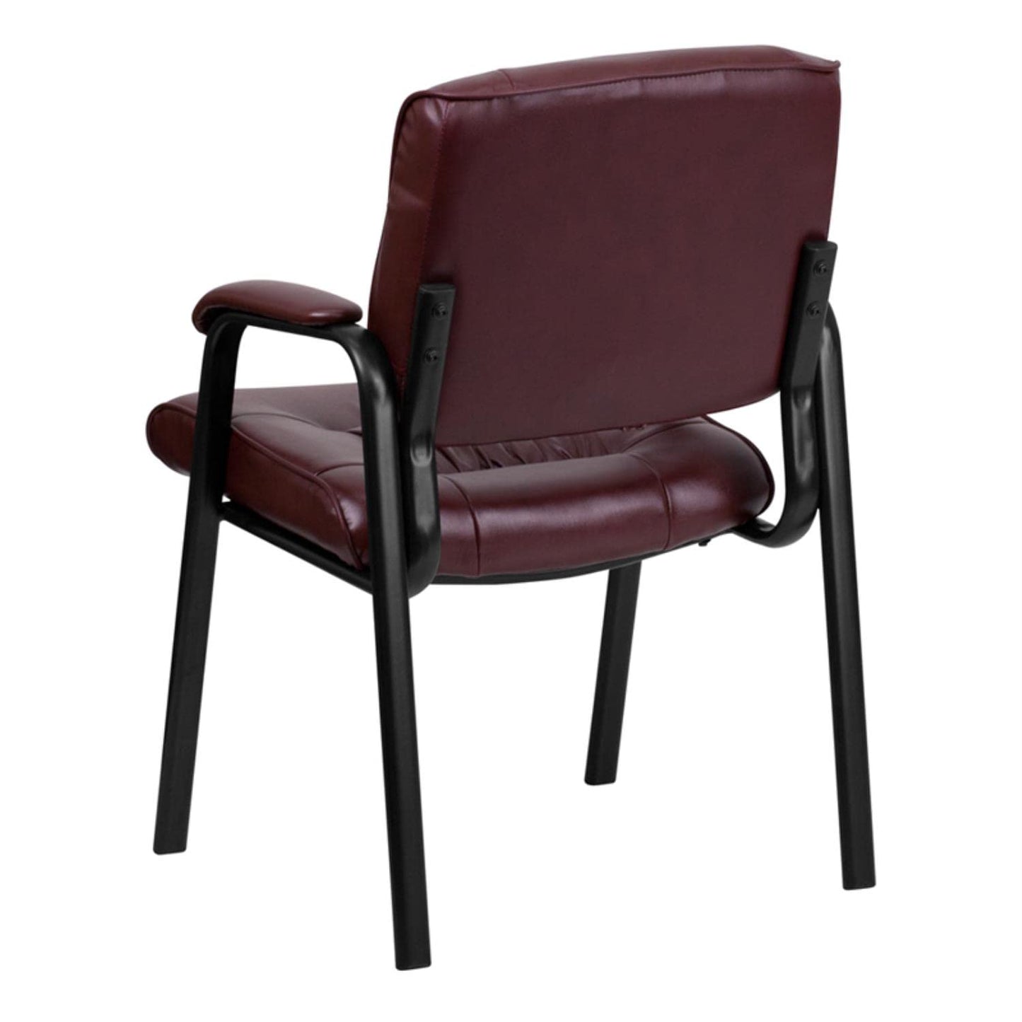 Flash Furniture Haeger LeatherSoft Tufted Executive Reception Chair with Padded Armrests, Upholstered Side Chair for Living Room or Office, Burgundy
