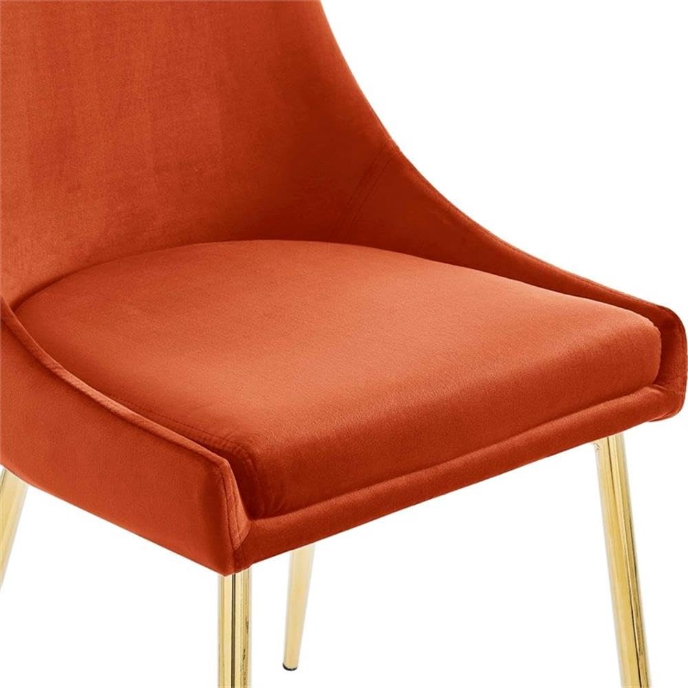 Modway Viscount Performance Velvet Upholstered Side Dining Chairs in Gold Orange - Set of 2