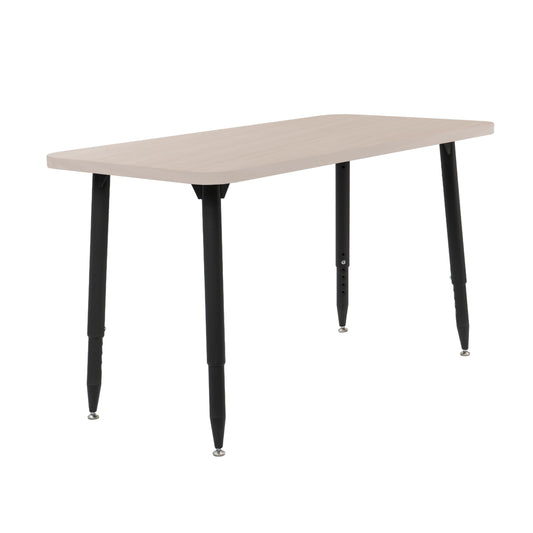 Adapte Commercial Classroom Activity Table - 24" x 48" Rectangle Woodgrain, ADA Compliant Tapered Legs with Glides & Casters, Adjustable Height 22-34" Wheelchair Accessible, School & Office Furniture