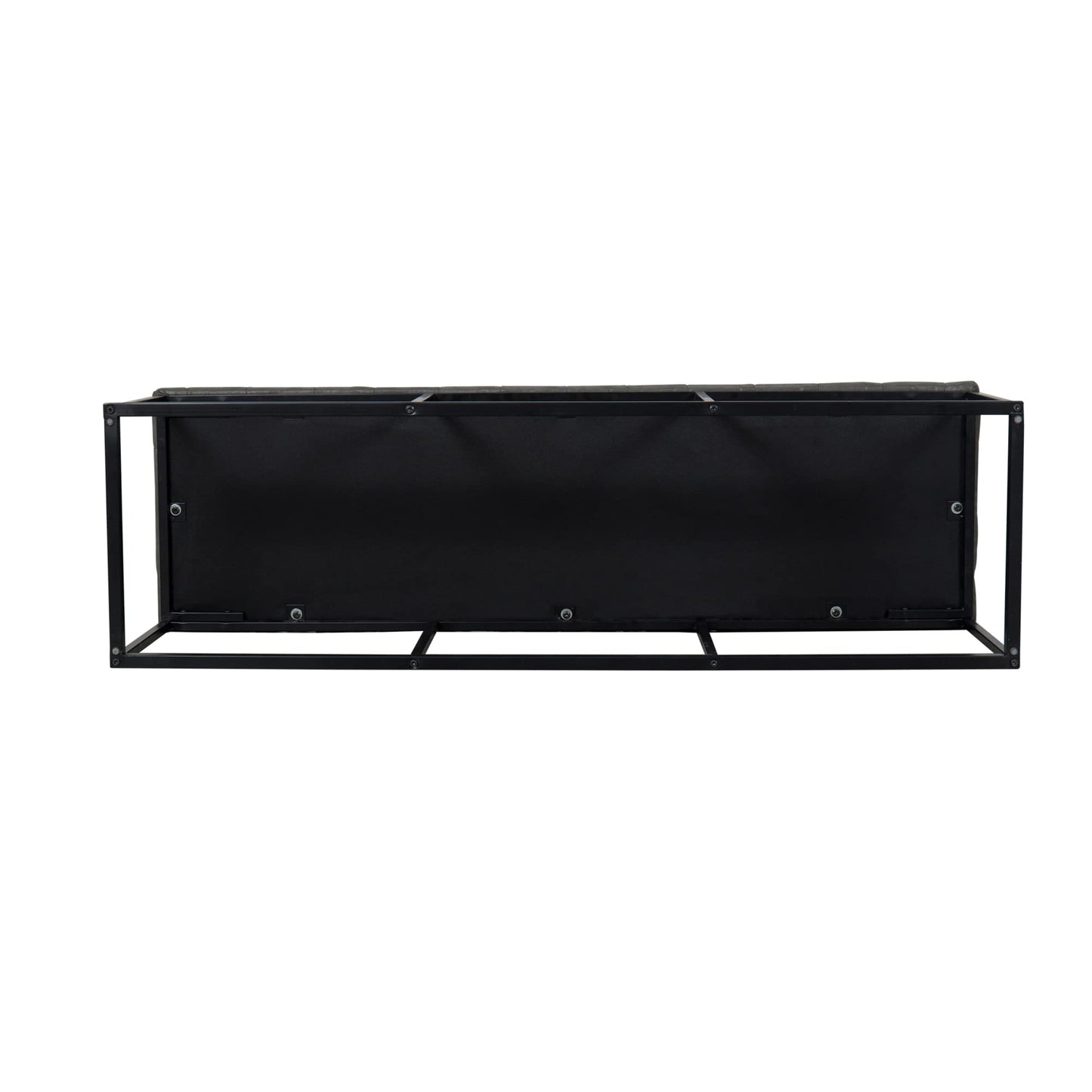 HomePop Upholstered Button Tufted Decorative Bench with Metal Base, Gray Faux Leather