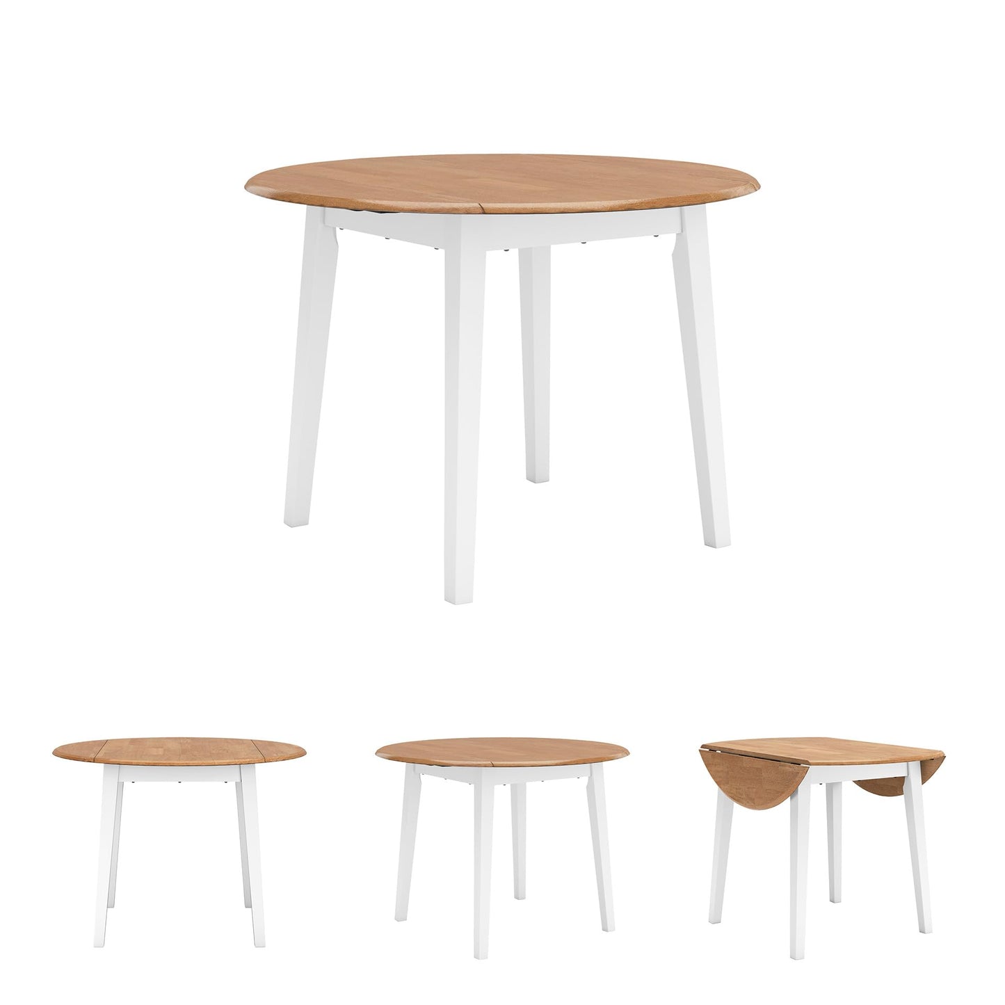 Signature Design by Ashley Gesthaven Farmhouse Dining Drop Leaf Table with 4 Legs, Light Brown & White