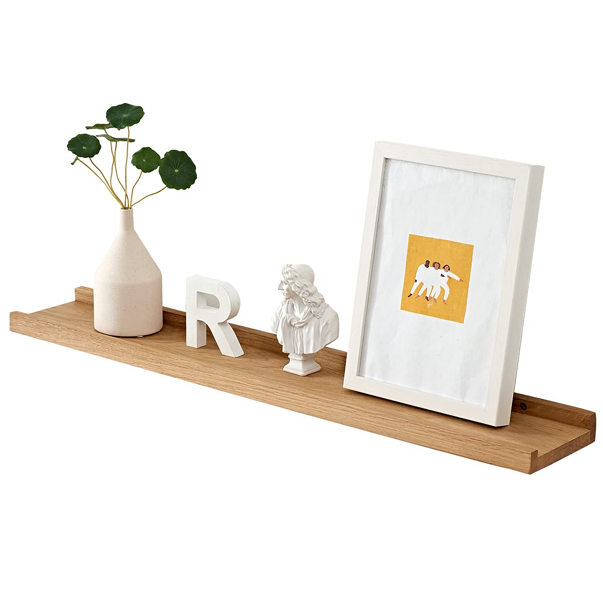 TRWISWDC Floating Shelf for Wall Natural Oak Wood Wall Shelves 36 Inch (Upgrade Width 6"), Display Picture Ledge Shelf for Bedroom Living Room Bathroom Office Kitchen Storage Shelves