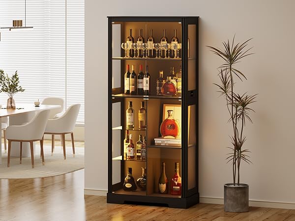 Gurexl Modern Glass Display Cabinet