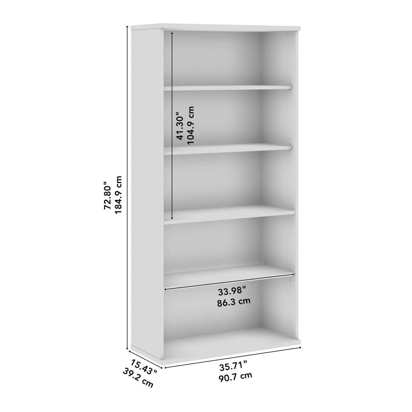 Bush Business Furniture Studio C Tall 5 Shelf Bookcase in Natural Elm, Large Bookshelf for Home or Professional Office