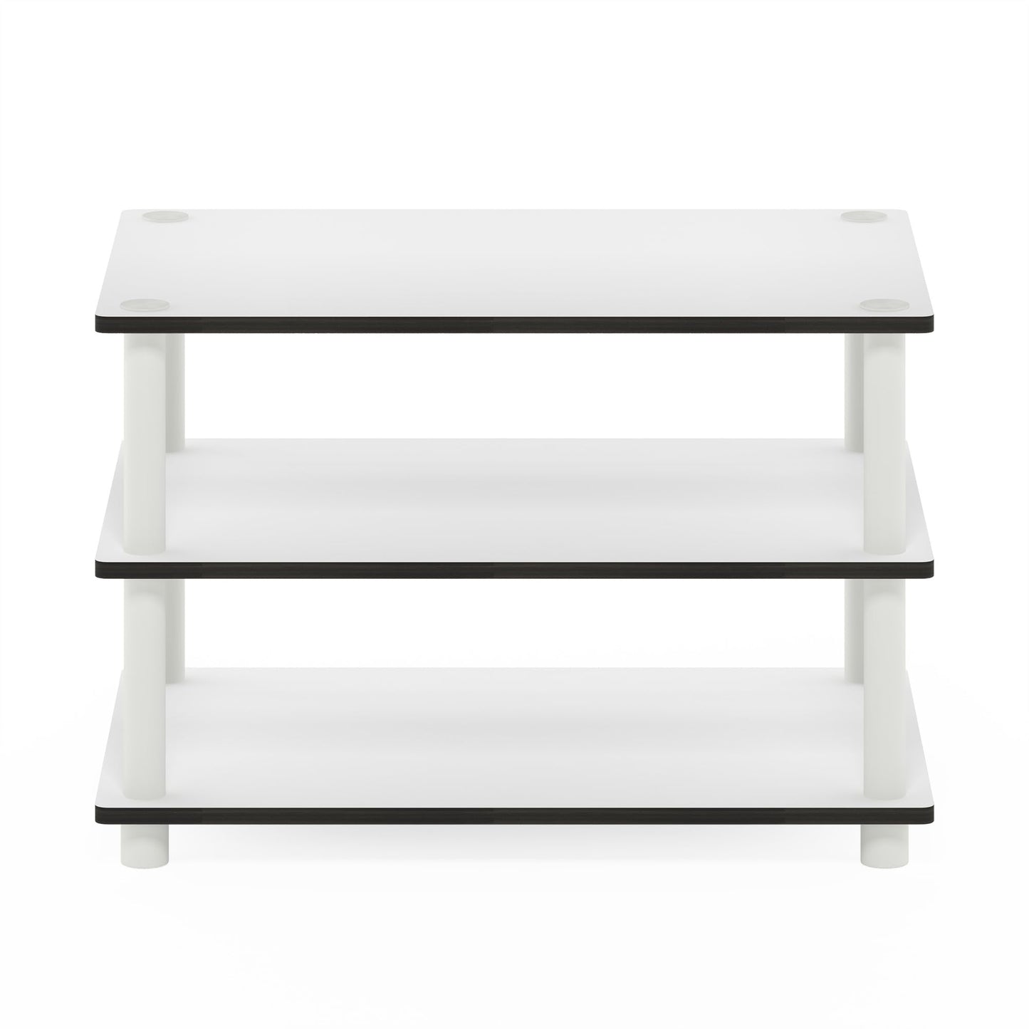 Furinno JUST Coffee Table, 3-Tier Modern Coffee Table with Open Shelf, Toolless Assembly Side Table, for Living Room, Bedroom, Home Office, White
