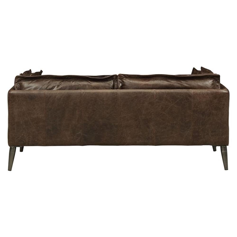 Acme Porchester Leather Loveseat in Distress Chocolate